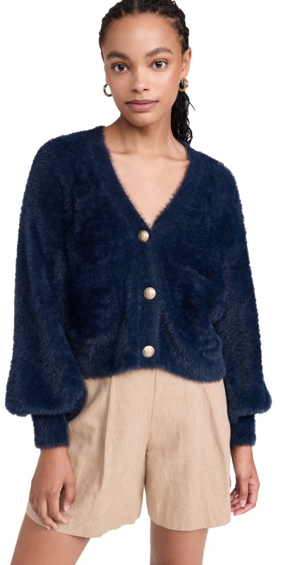 L'AGENCE Harriet Blouson Sleeve Cardigan Indigo
