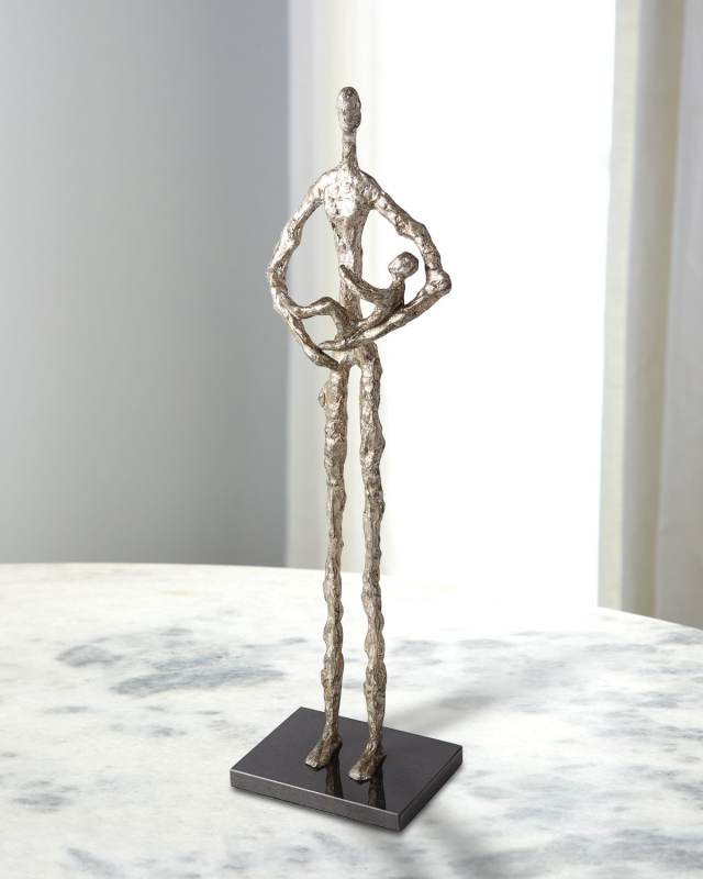 Standing Mother Cradling Child Sculpture
