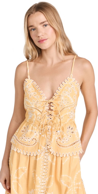 Sea Liat Embroidery Cami Top Yellow