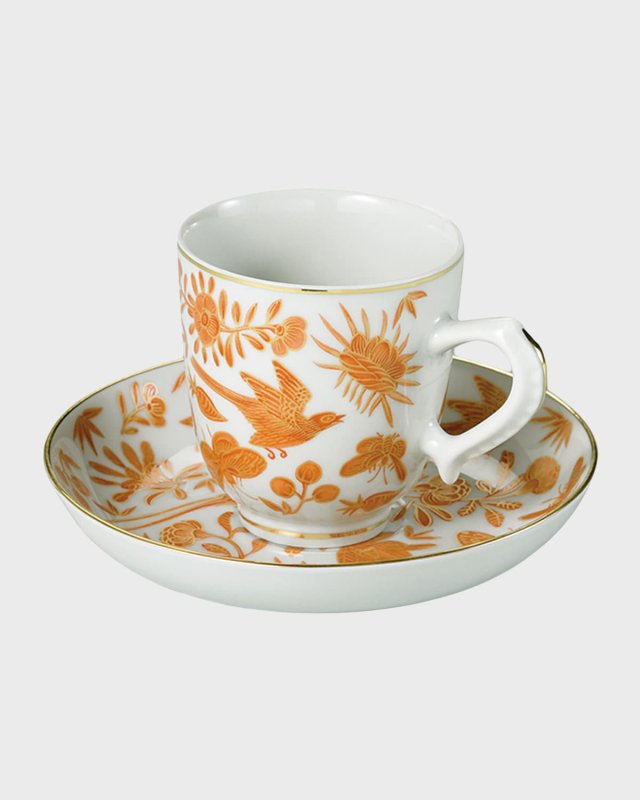 Sacred Bird & Butterfly Demitasse Cup & Saucer Plate