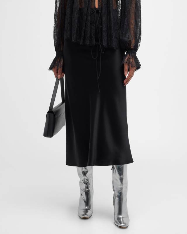 Bias Satin Midi Skirt