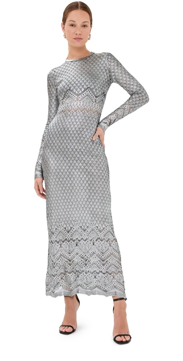 rabanne Coated Knit Robe Silver