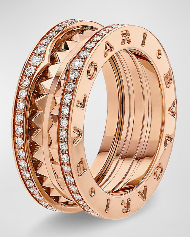 B. Zero1 Rock Studded Diamond Pave Ring, EU 53 / US 6.25