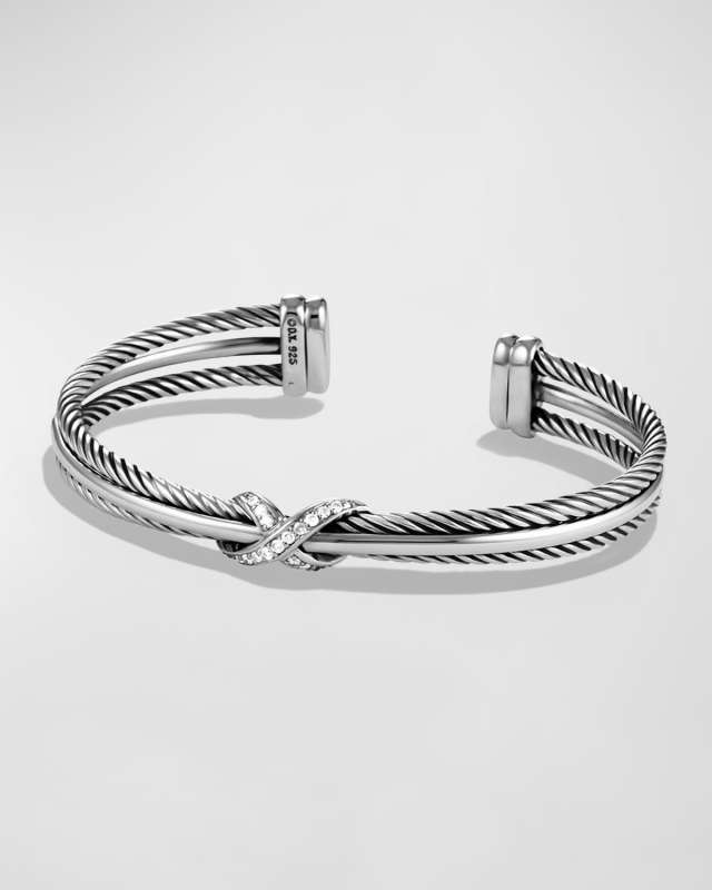 X Crossover Cuff with Diamonds
