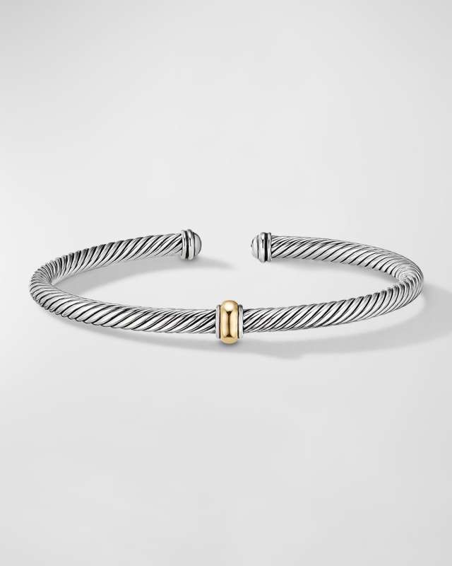 Cable Station Bracelet in Silver with 18K Gold, 4