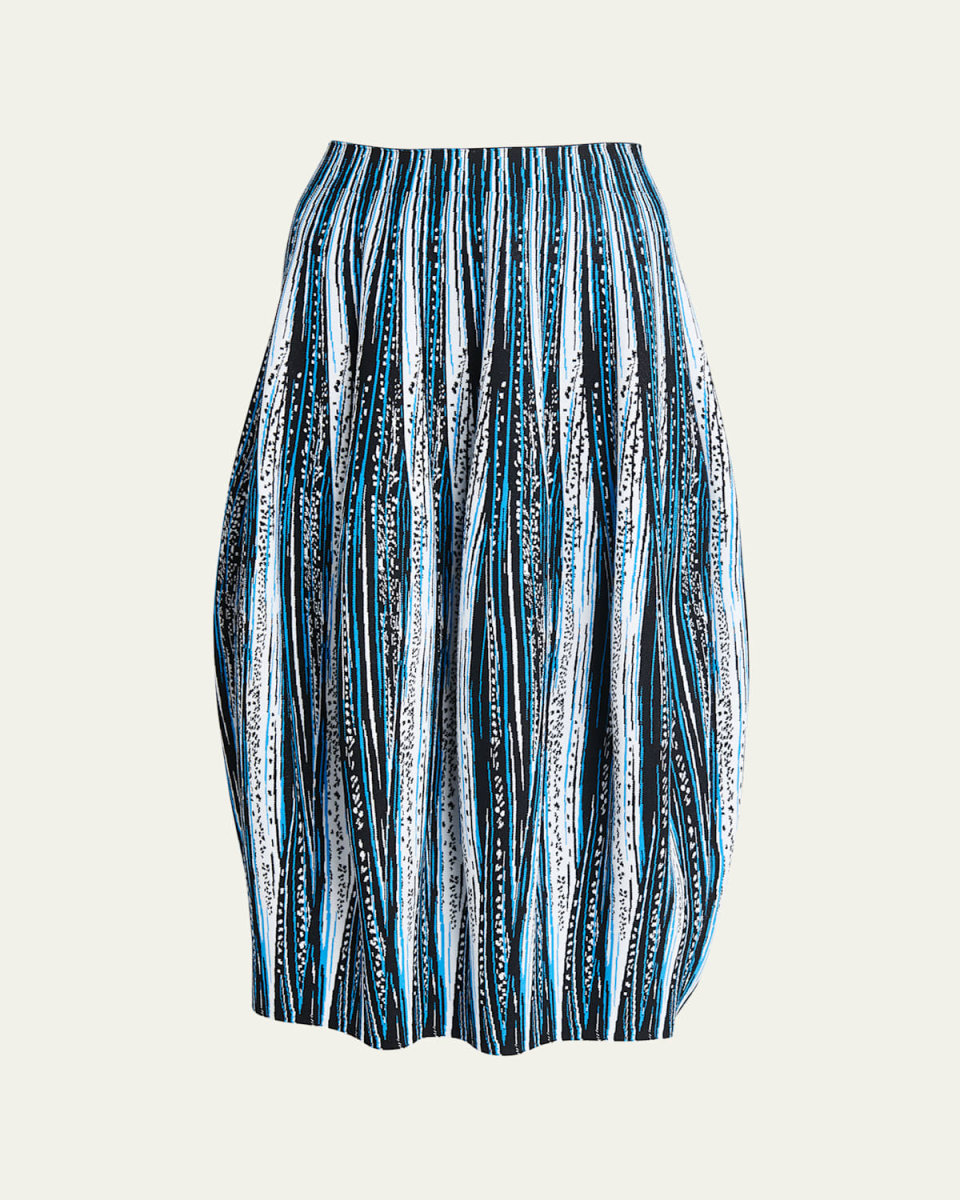 Jacquard Feather Midi Skirt