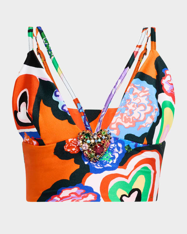 Heart Print Bustier Top