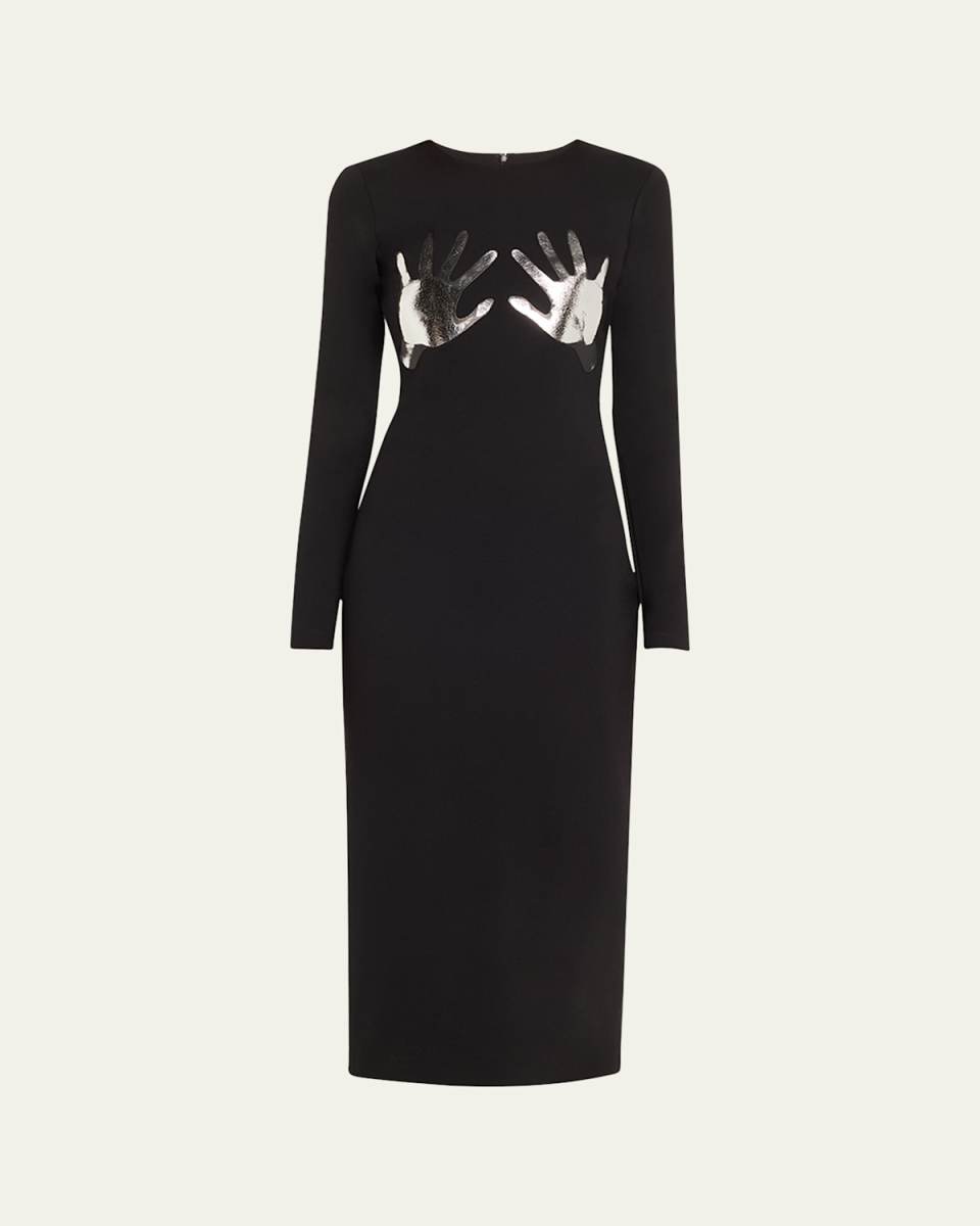 Handprint Body-Con Midi Dress