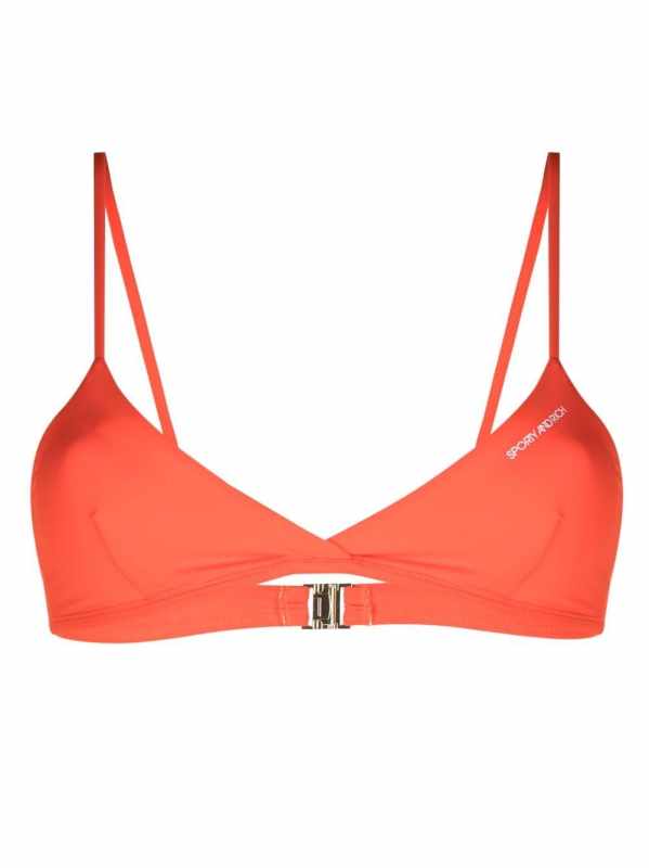 logo-print bikini top