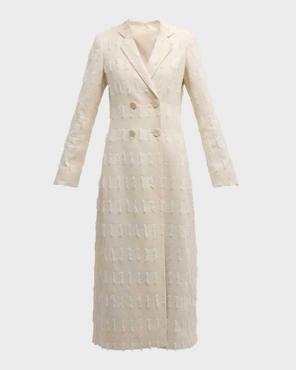 Dilan Double-Breasted Jacquard Long Coat