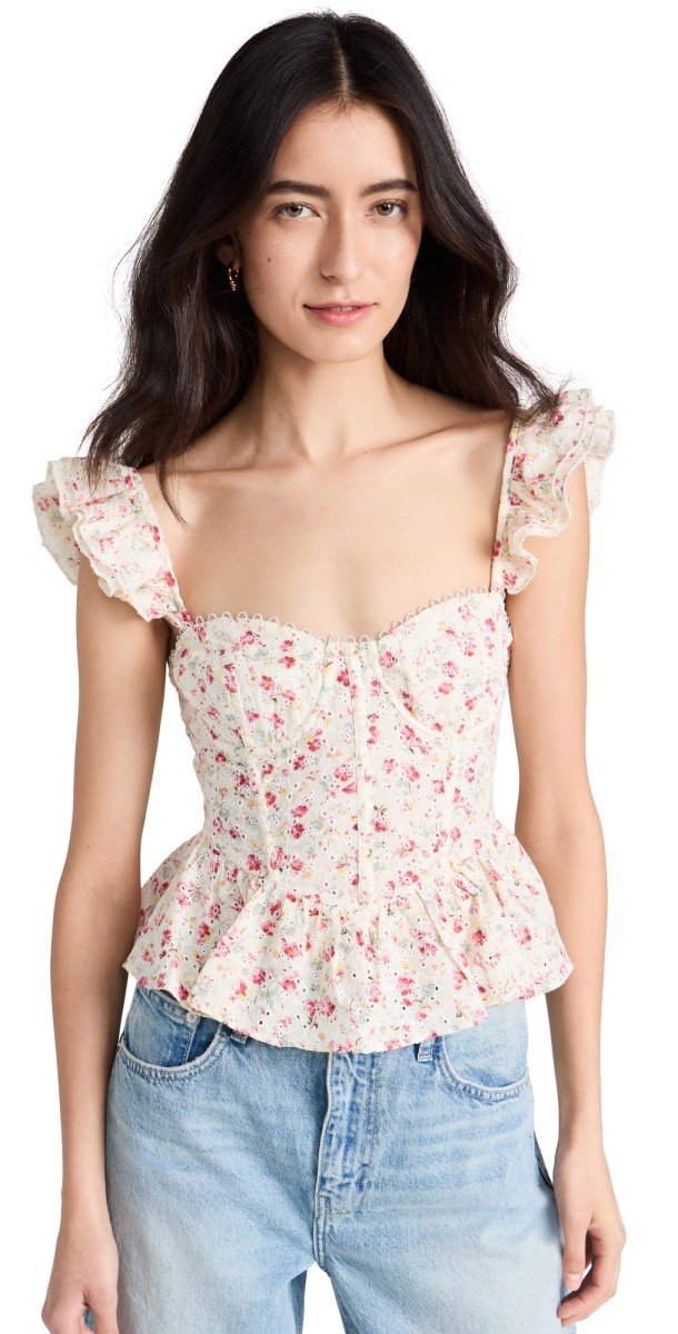 ASTR the Label Baylin Top White Red Floral