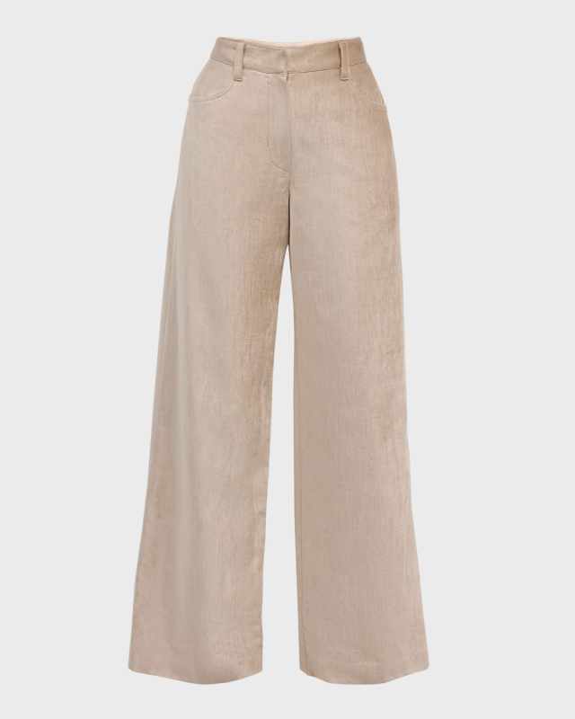 Sleek Velvet Wide-Leg Trousers