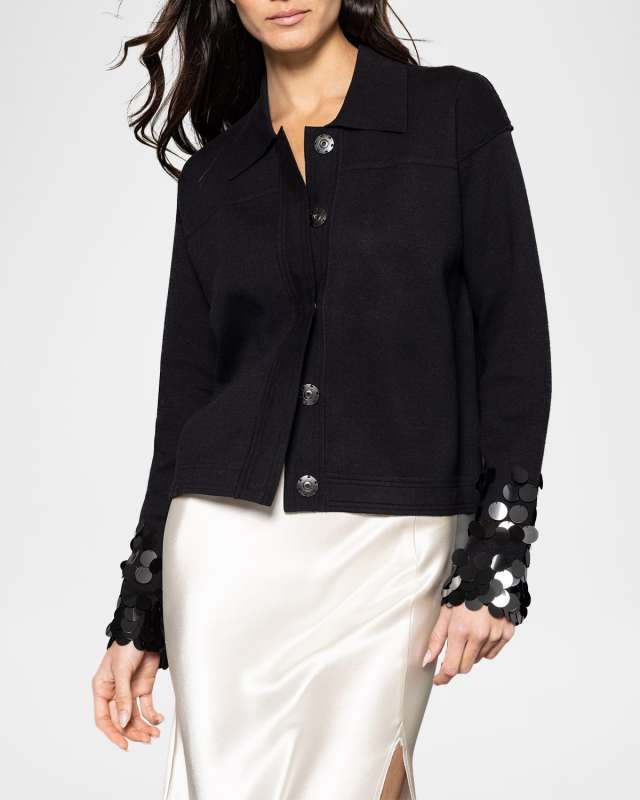 Double-Knit Sequin Embellished Jacket