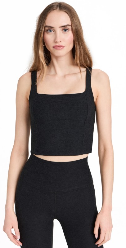 Beyond Yoga Spacedye Impress Cropped Tank Darkest Night