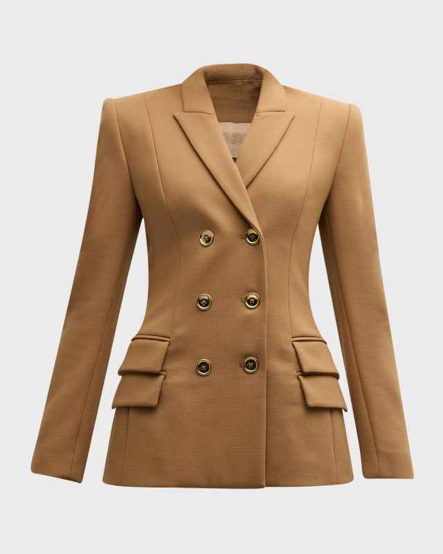 Fitted Wool Double-Breasted Jacket