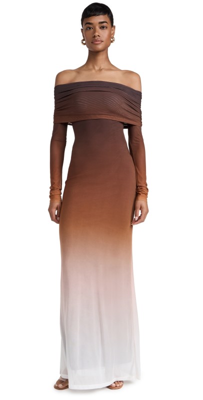 BARDOT Saphia Mesh Maxi Dress Brown Ombre
