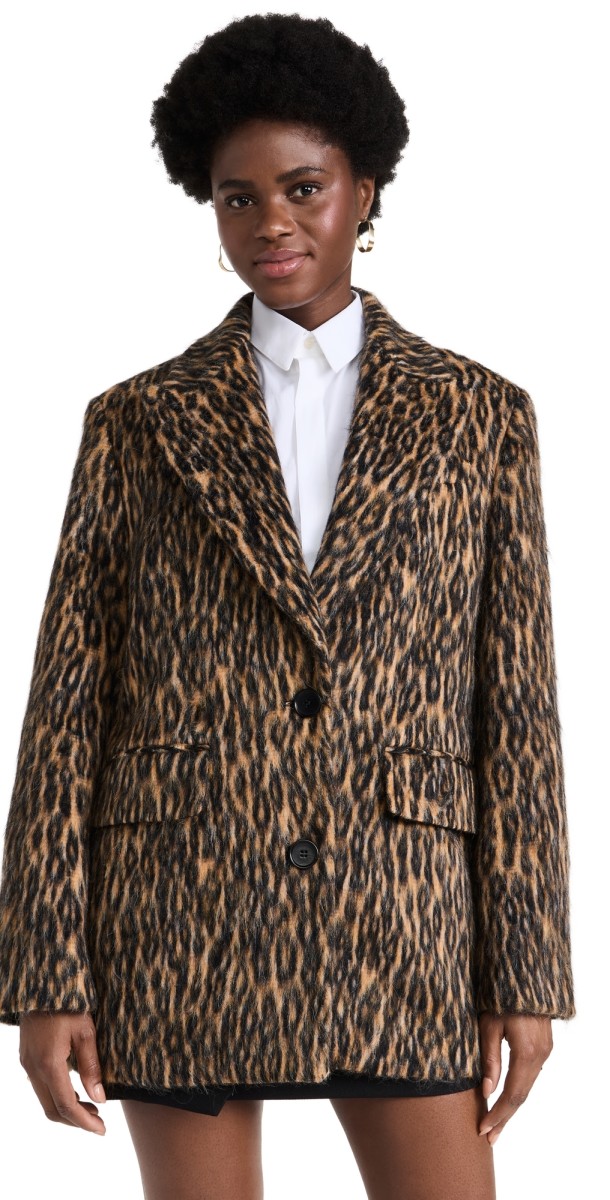 MSGM Printed Oversized Blazer Beige/Black
