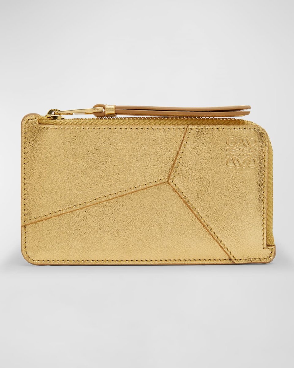 Puzzle Zip Card Case in Metallic Leather