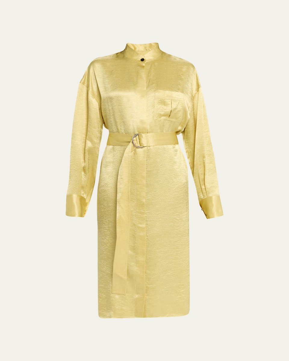 Oversized Belted Wool Midi Shirtdress