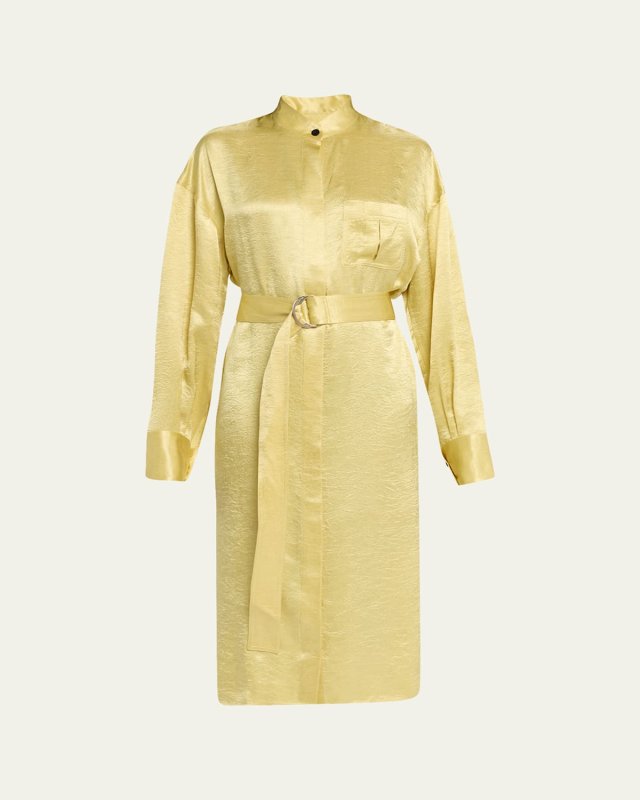 Oversized Belted Wool Midi Shirtdress