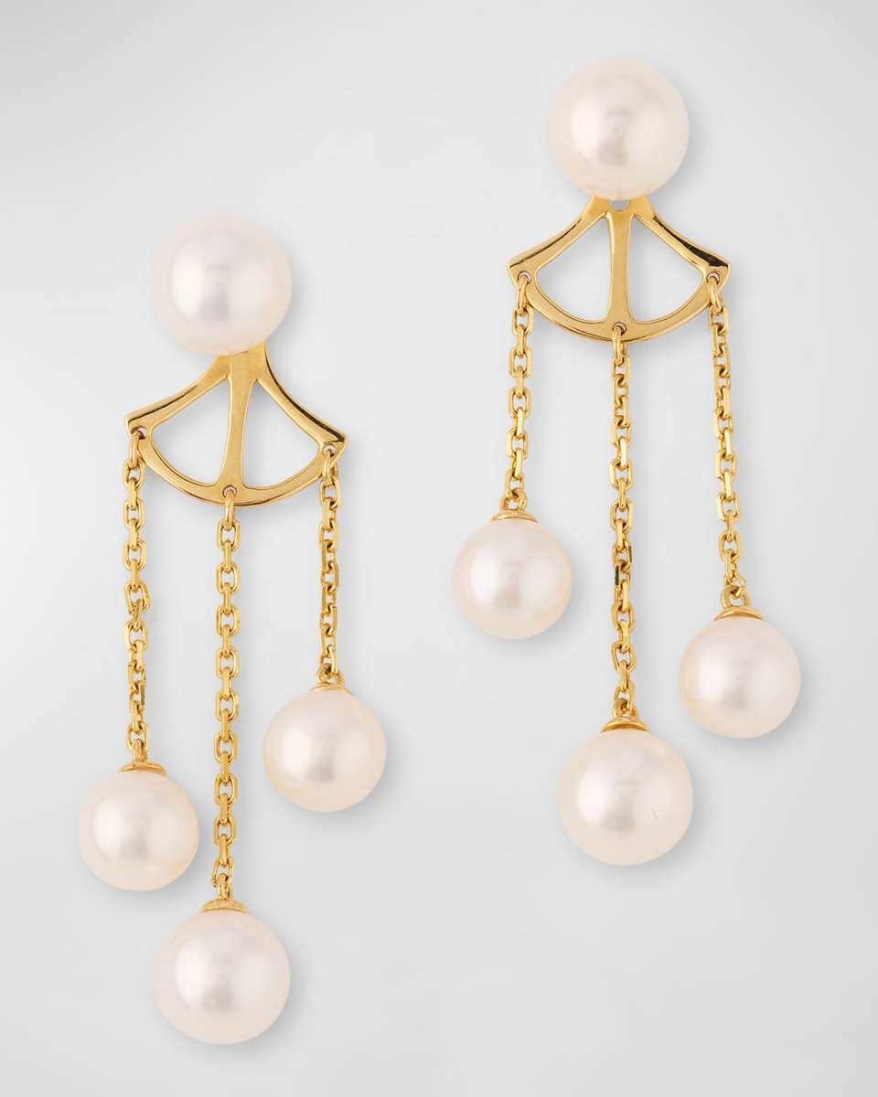 18K Yellow Gold 6.5-7mm Akoya Pearl Earring Jackets