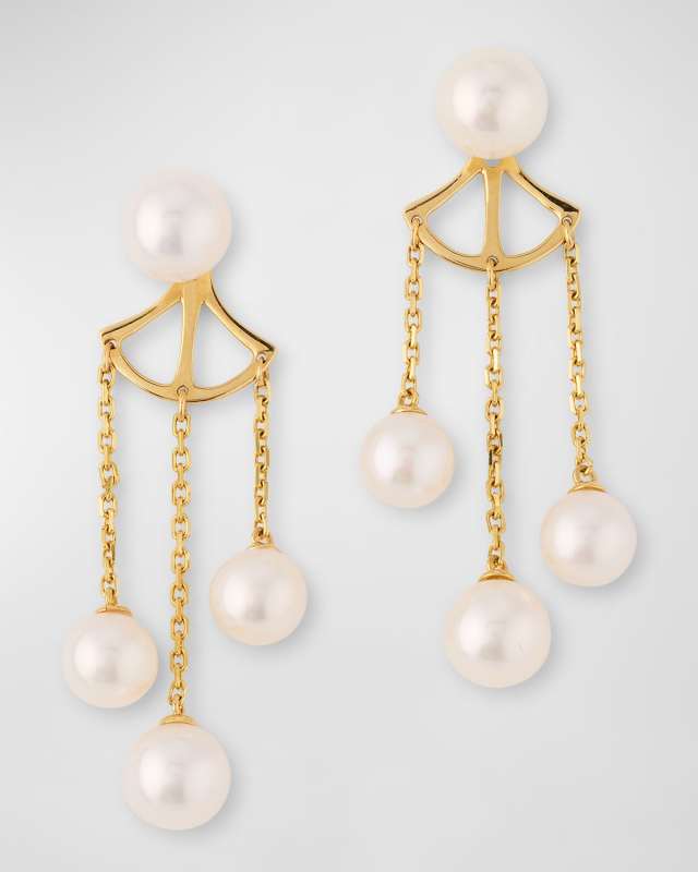 18K Yellow Gold 6.5-7mm Akoya Pearl Earring Jackets