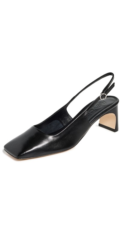 AEYDE Eliza Nappa Leather Black Heels Black