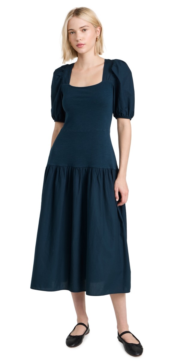 Nation LTD Cordelia Lace Up Midi Dress Caspian