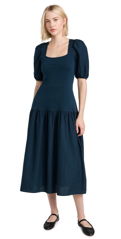 Nation LTD Cordelia Lace Up Midi Dress Caspian