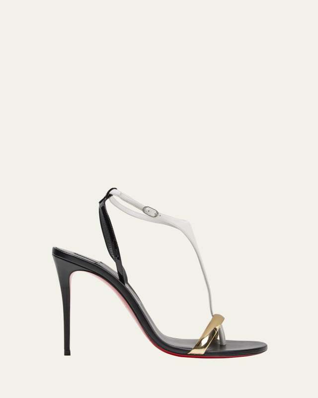 Athina Colorblock T-Strap Red Sole Sandals