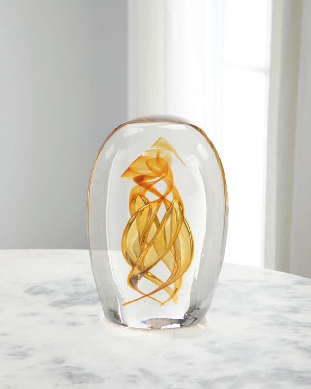 Handblown Amber Glass Sculpture