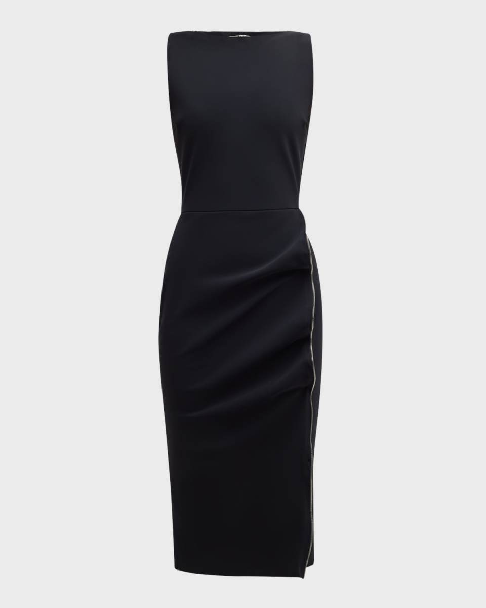 Ruffle Bateau-Neck Bodycon Dress