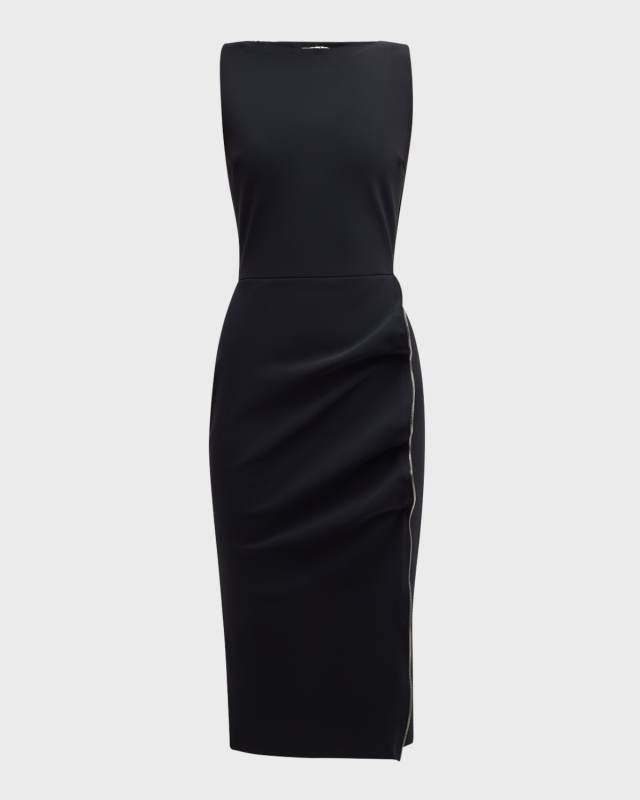 Ruffle Bateau-Neck Bodycon Dress