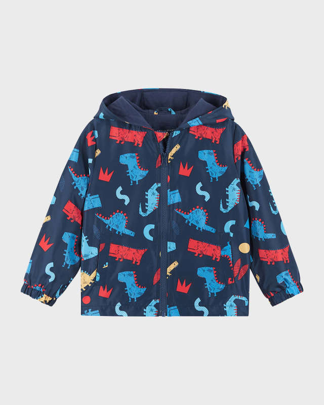 Boy's Multicolor Dinosaur-Print Windbreaker, Size 2-7
