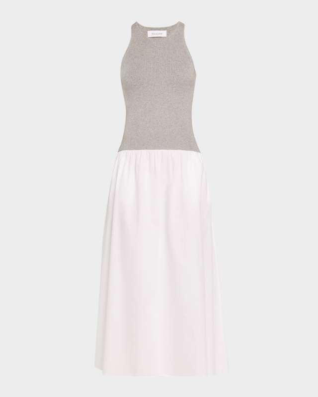 Sleeveless Mixed Media Midi Dress