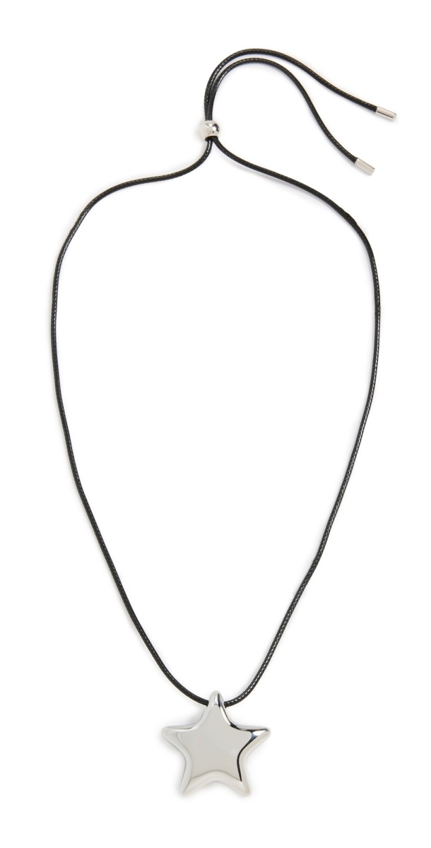 By Adina Eden Solid Puffy Star Rope Pendant Necklace Silver