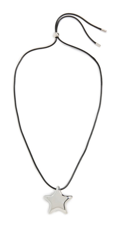 By Adina Eden Solid Puffy Star Rope Pendant Necklace Silver