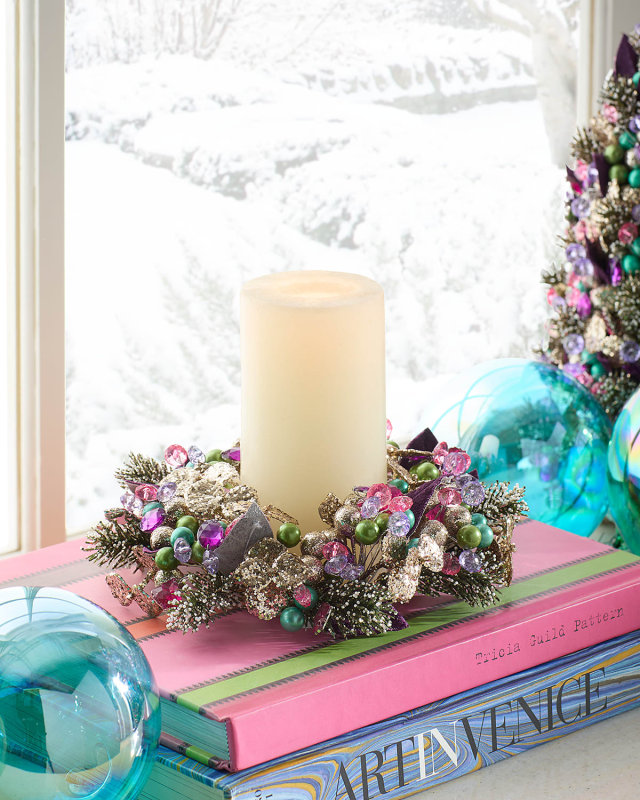 Merry and Bright 4" Candle Ring Wreath