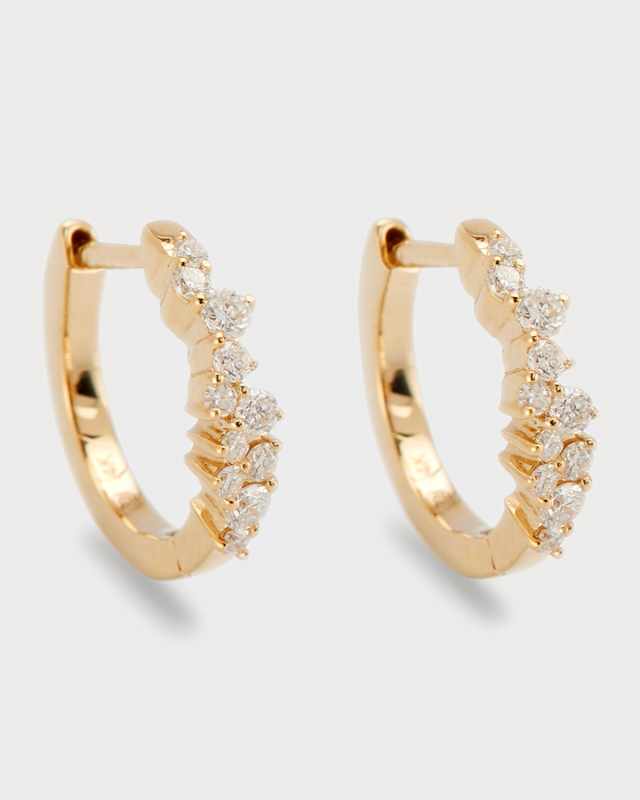 14k Gold Diamond Huggie Hoop Earrings
