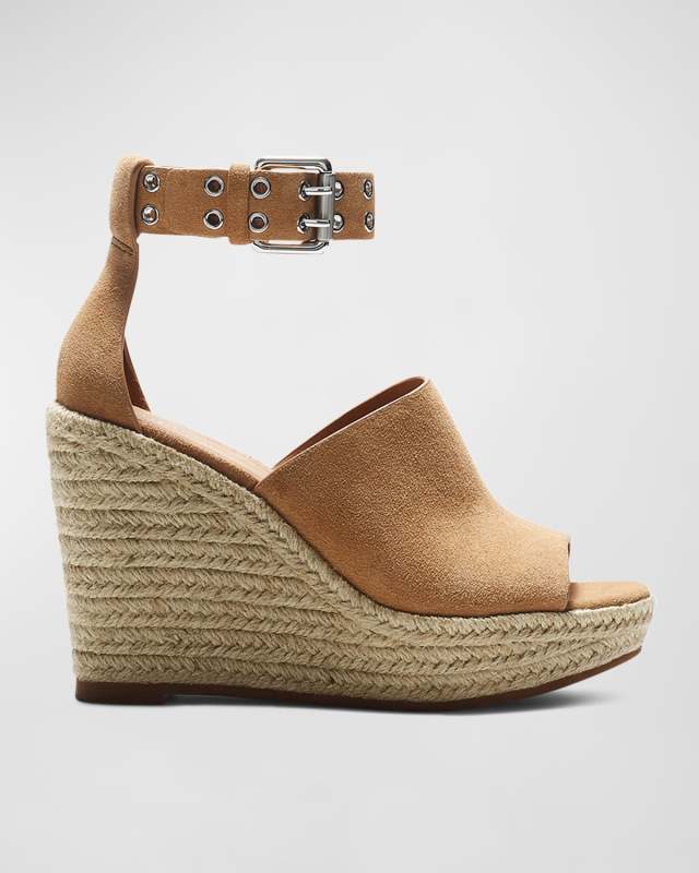 Anteros Suede Wedge Espadrille Sandals