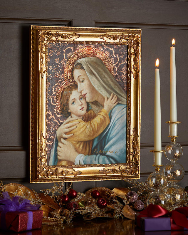 Lady with Child Framed Oil Painting