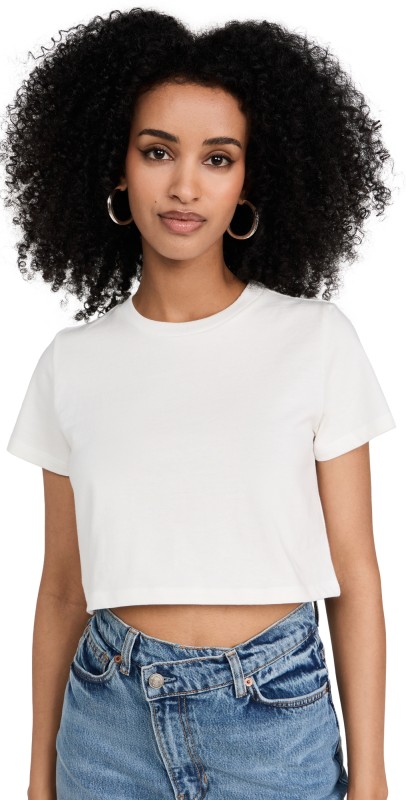 Reformation Cropped Classic Crew Tee White