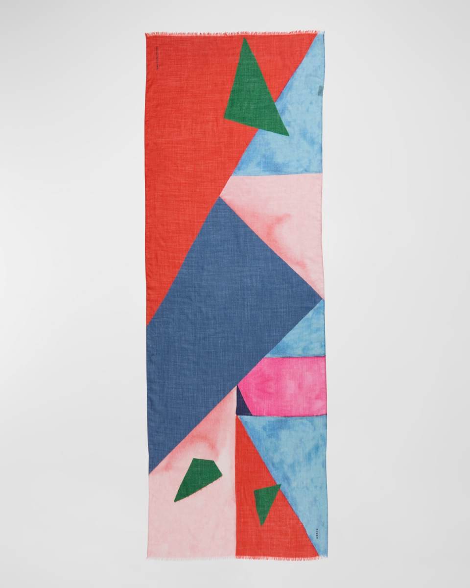 Spectra Print Cashmere-Silk Scarf, 26" x 79"