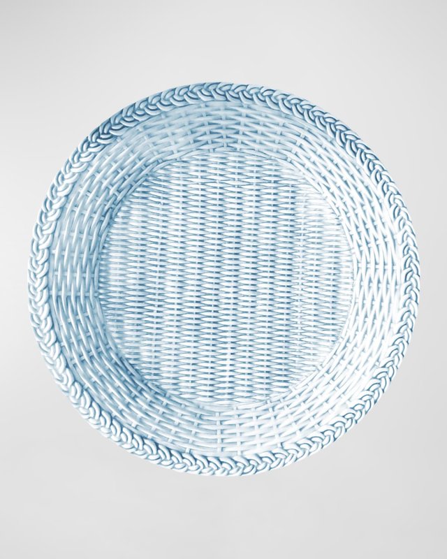 Wicker Handpainted Plate Blue, Set of 4