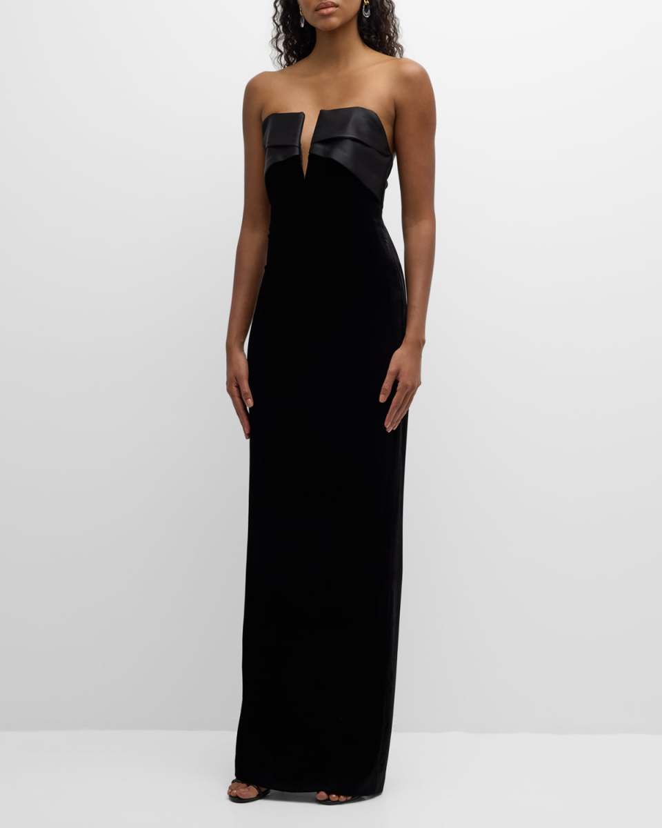 Strapless Velvet Column Gown