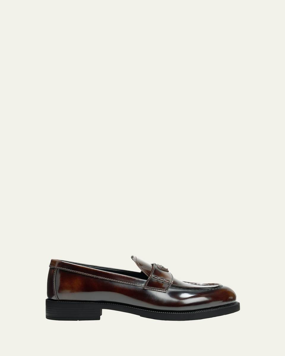 Calfskin Logo Slip-On Loafers