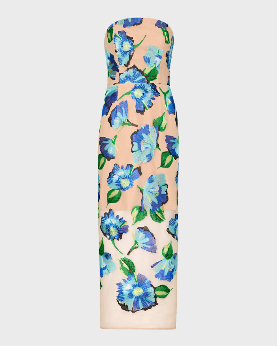 Pictorial Poppy Embroidered Midi Dress
