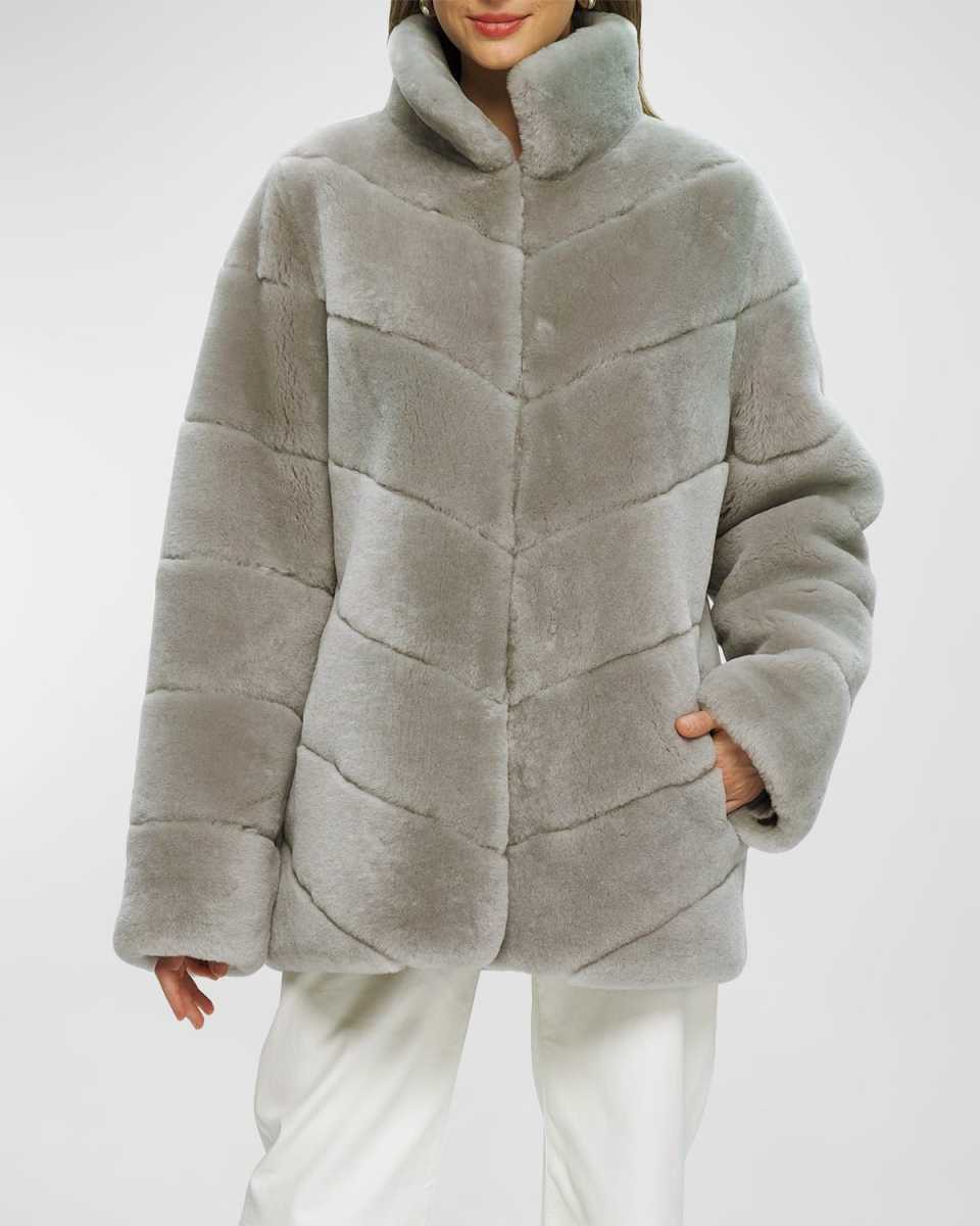 Chevron Lamb Shearling Jacket