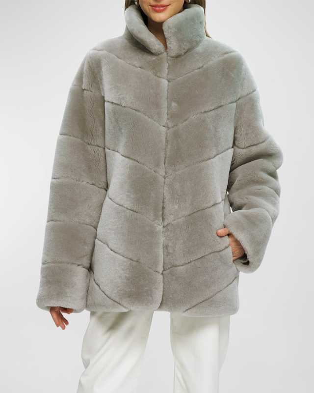 Chevron Lamb Shearling Jacket