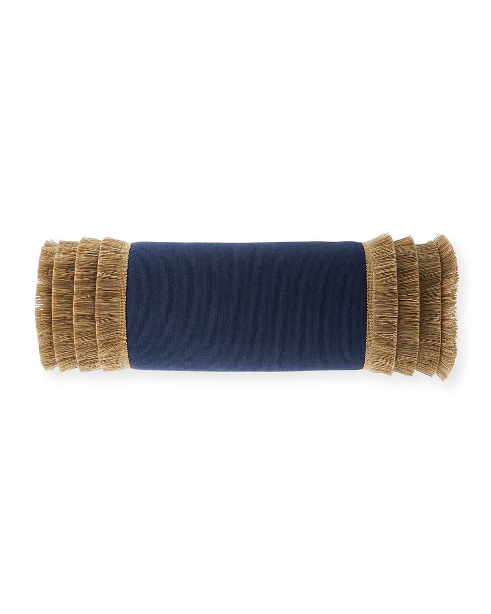 Siesta Fringe Bolster Pillow In Indigo